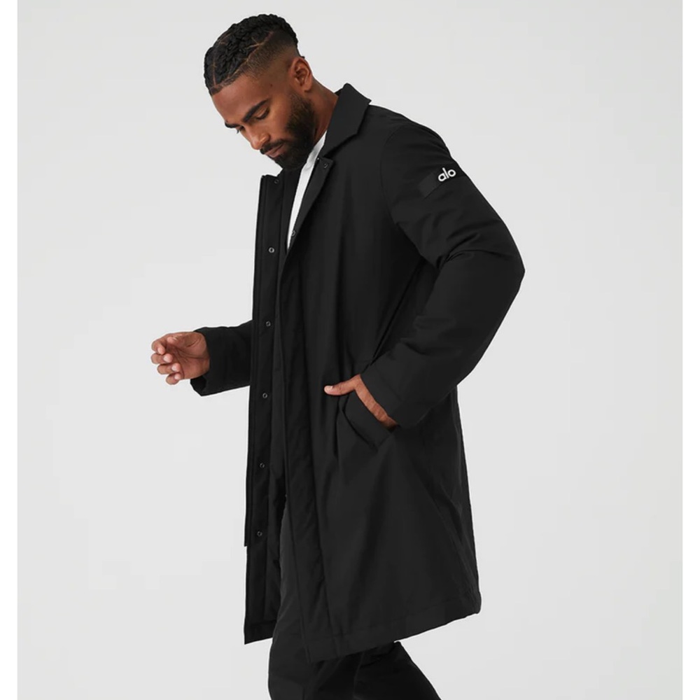 NTW Alo signature overcoat in black.